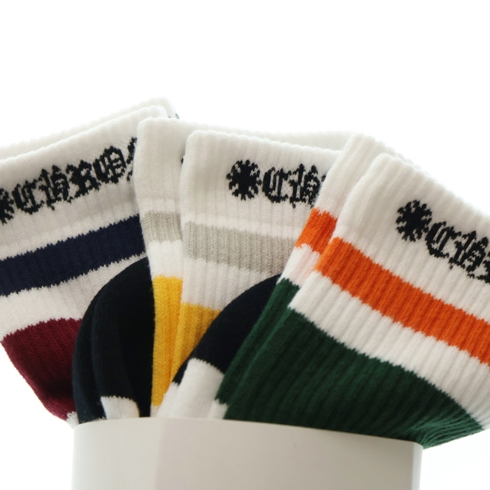 CHROME HEARTS(クロムハーツ) CH SOCKS VINE DAGGER ヴァインダガー刺繍 ボーダーソックス 靴下 3点セット ホワイト