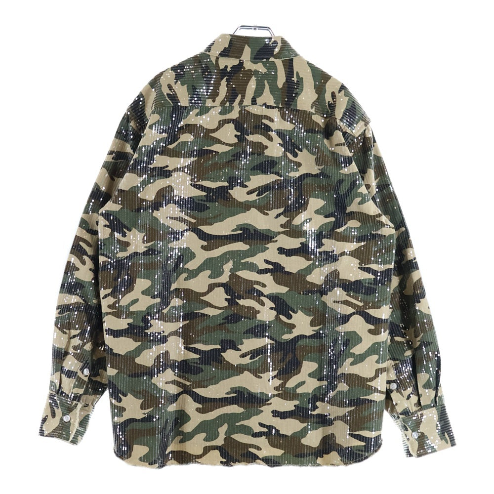 AFB(エーエフビー) SPANGLE SHIRTS スパンコール 迷彩 長袖シャツ グリーン/ブラック