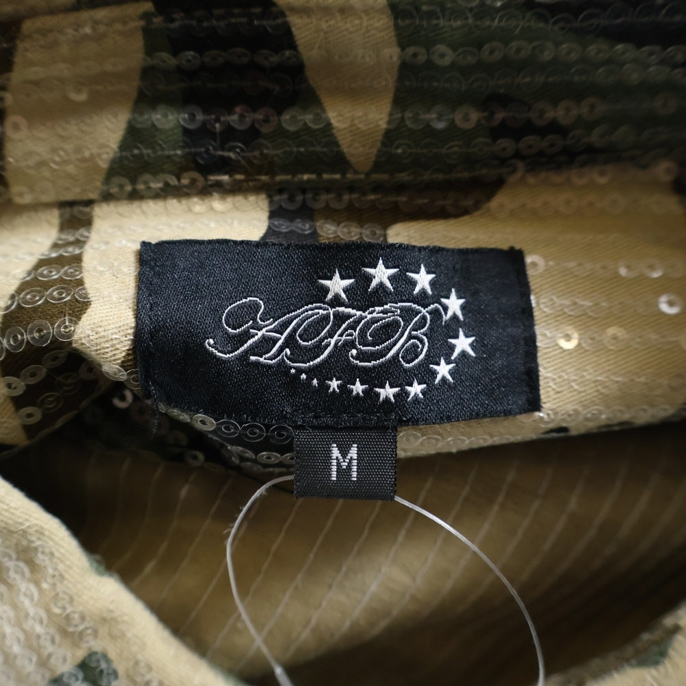 AFB(エーエフビー) SPANGLE SHIRTS スパンコール 迷彩 長袖シャツ グリーン/ブラック