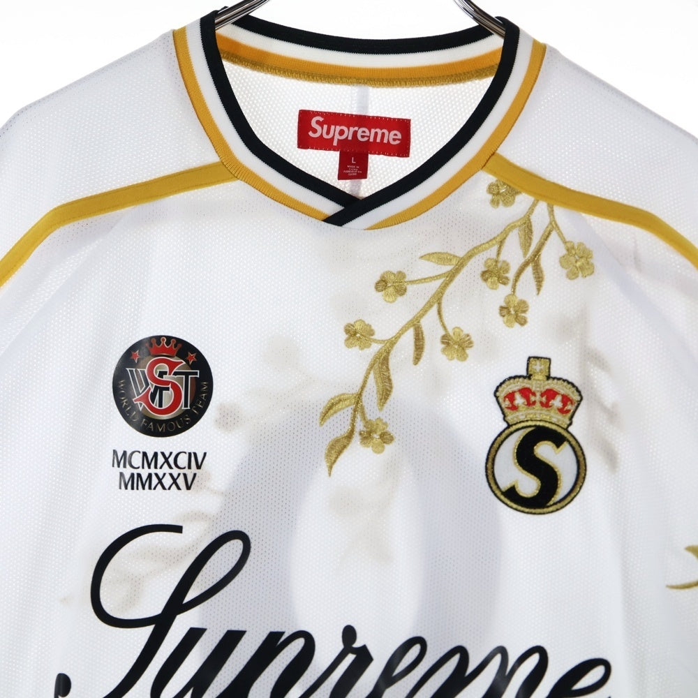 SUPREME(シュプリーム) 25AW Floral Soccer Jersey フローラルサッカージャージー 半袖ユニフォームTシャツ ホワイト