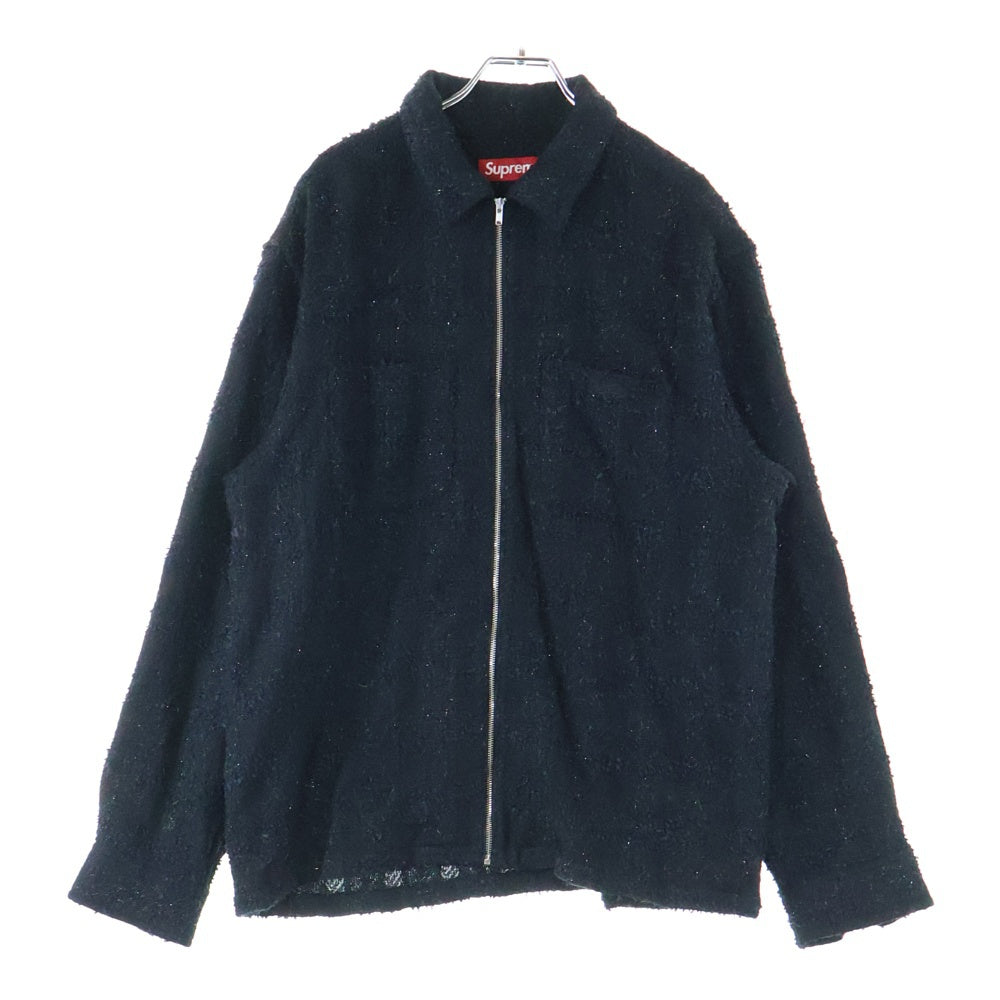 SUPREME(シュプリーム) 24AW Boucle Zip Up Shirt ブークレ ジップアップ 長袖シャツ ブラック