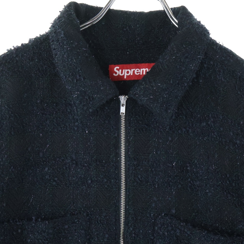 SUPREME(シュプリーム) 24AW Boucle Zip Up Shirt ブークレ ジップアップ 長袖シャツ ブラック
