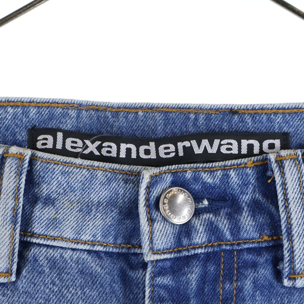 ALEXANDER WANG(アレキサンダーワン) Puff Logo Denim Pants ロゴプリント デニムパンツ インディゴ レディース