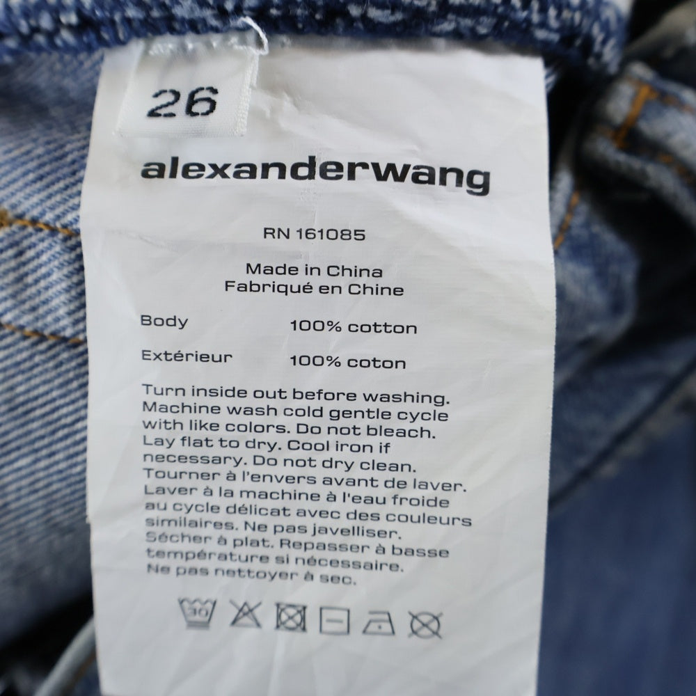 ALEXANDER WANG(アレキサンダーワン) Puff Logo Denim Pants ロゴプリント デニムパンツ インディゴ レディース