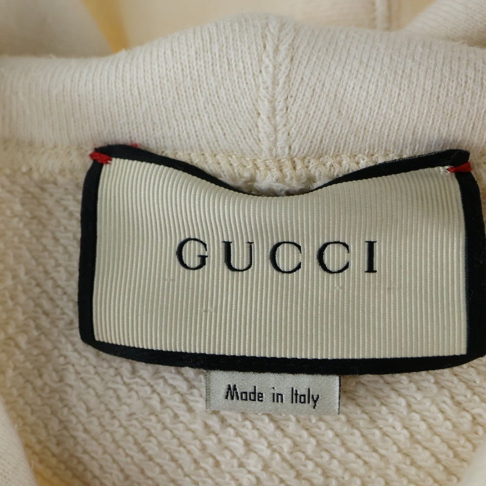 GUCCI(グッチ) Cat Hoodie ミスティック キャット ヴィンテージロゴ スパンコール装飾 プルオーバースウェットパーカー フーディー アイボリー 469251 X9P67