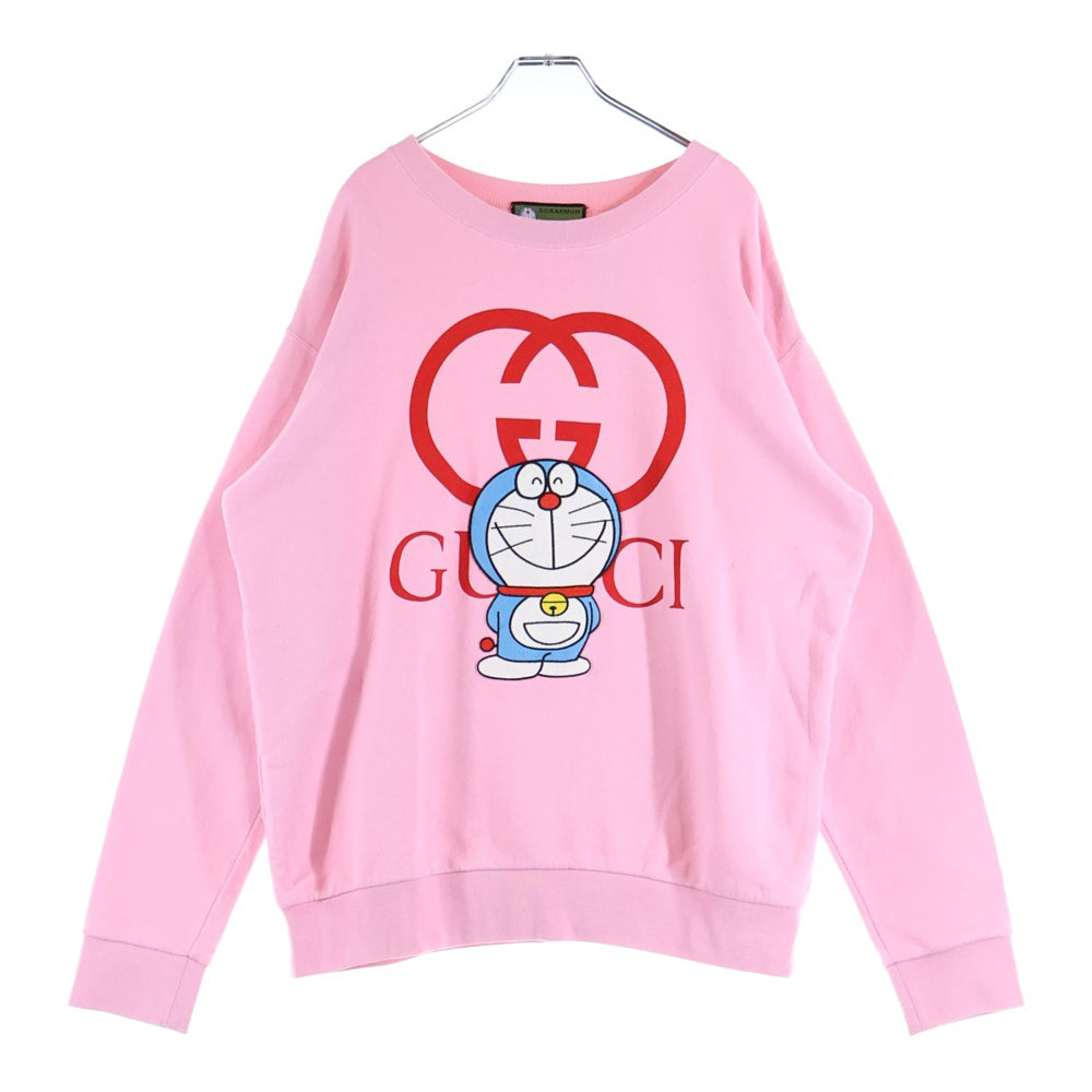 GUCCI(グッチ) 21SS ×ドラえもん Hoodie Doraemon 刺繍クルーネックスウェットトレーナー ピンク 617964 XJDIC