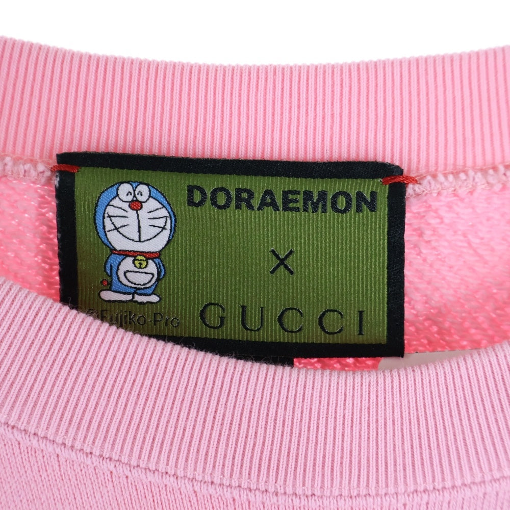 GUCCI(グッチ) 21SS ×ドラえもん Hoodie Doraemon 刺繍クルーネックスウェットトレーナー ピンク 617964 XJDIC