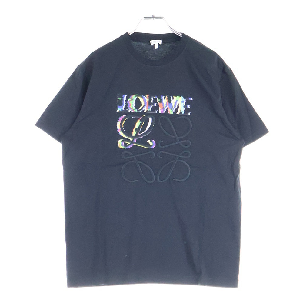 LOEWE(ロエベ) T-Shirt グリッチ アナグラムロゴ刺繍 半袖Tシャツ ブラック H526Y22J61