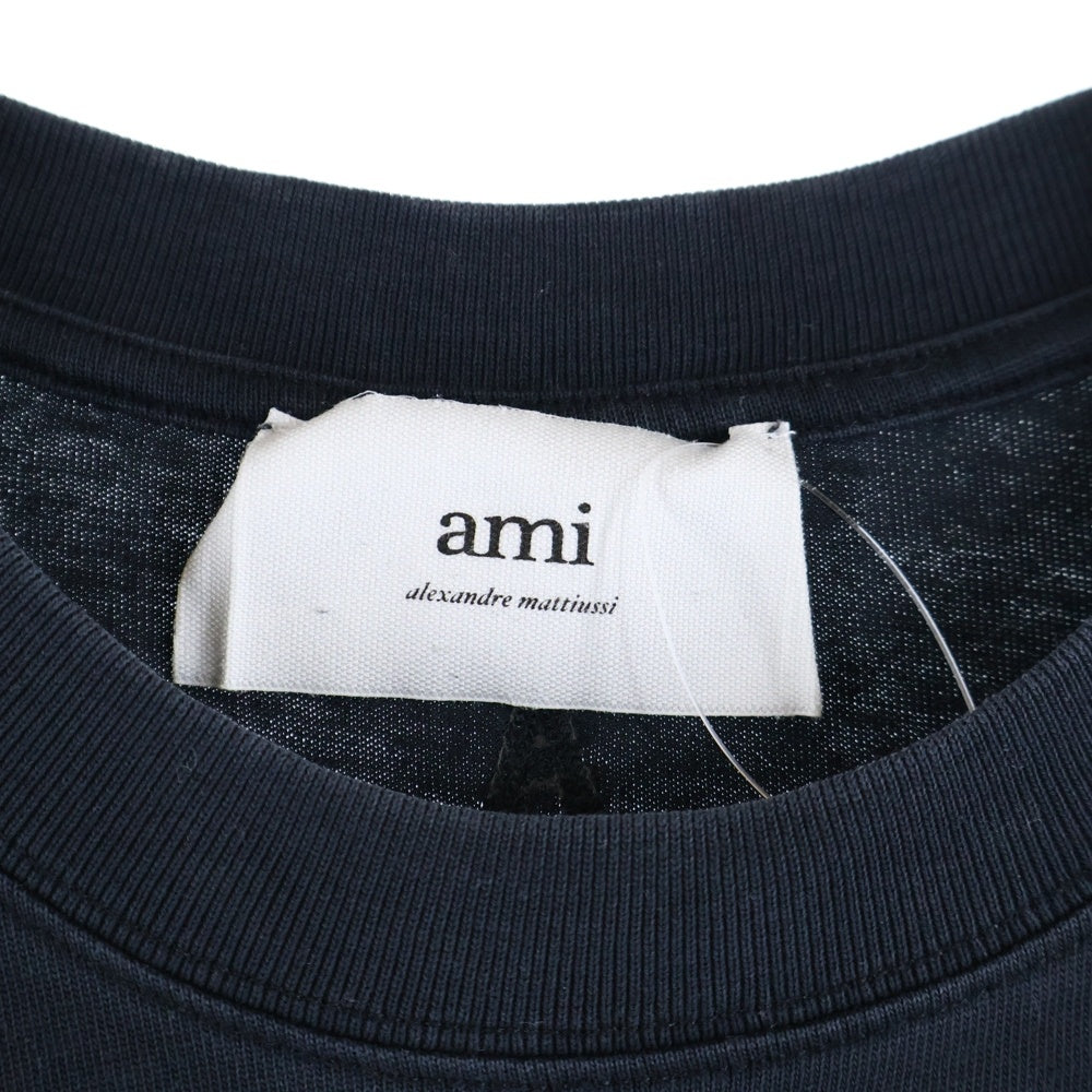 AMI Alexandre Mattiussi(アミアレクサンドルマテュッシ) T-Shirt バックロゴ刺繍 半袖Tシャツ ブラック