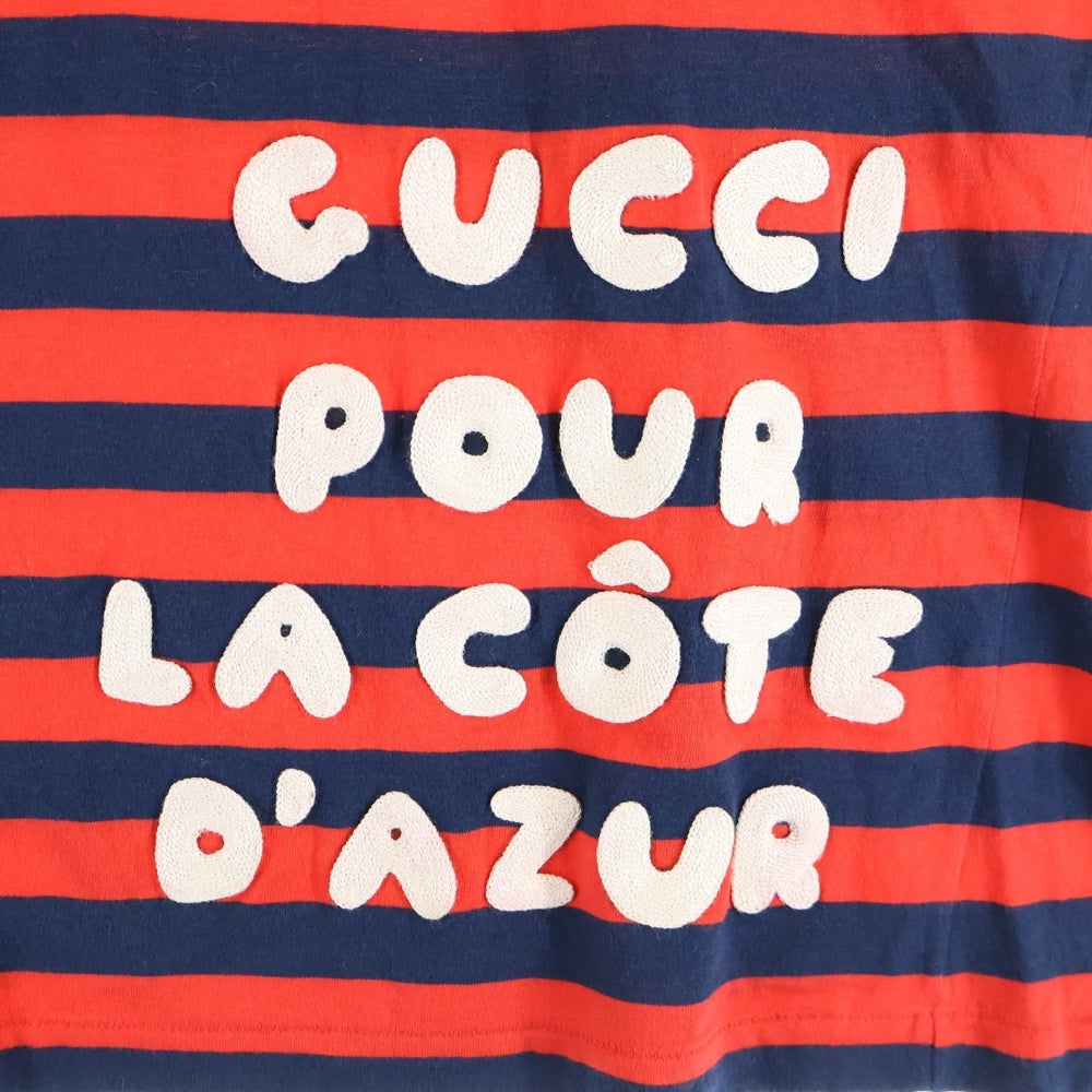 GUCCI(グッチ) Sleeve Less Shirt ショルダーボタン ボーダーボーダーノースリーブTシャツ レッド 572980 XJAW0