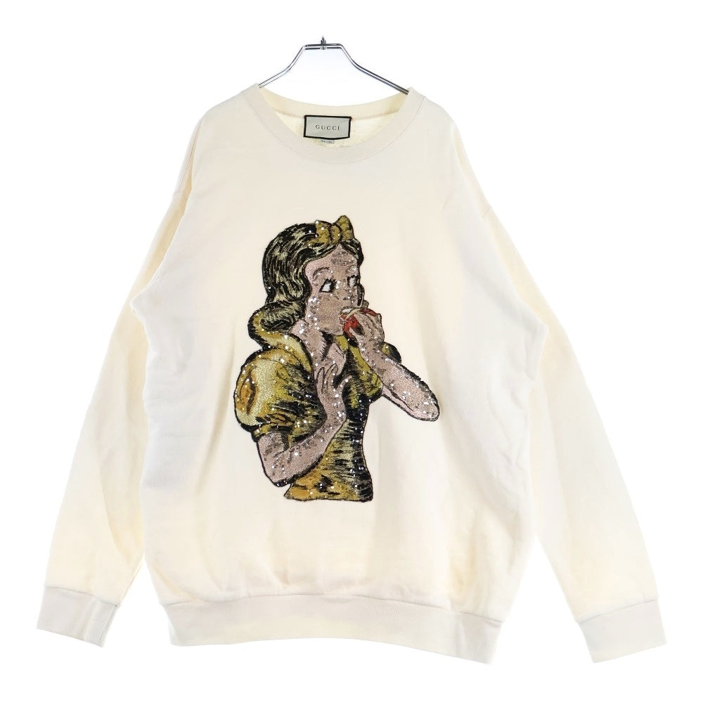 GUCCI(グッチ) Snow White Sequin Sweatshirt スパンコール装飾 クルーネックスウェットトレーナー アイボリー 469250 X9S42