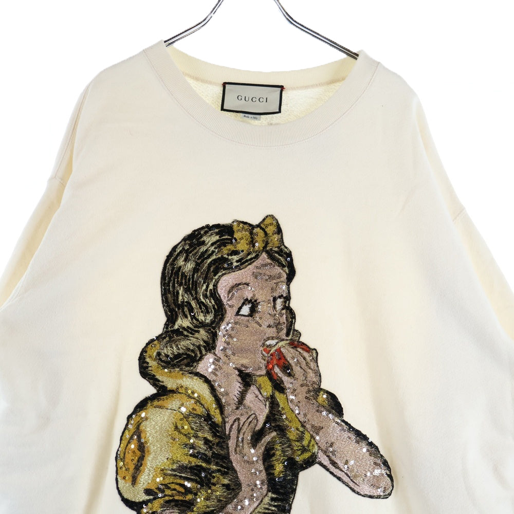GUCCI(グッチ) Snow White Sequin Sweatshirt スパンコール装飾 クルーネックスウェットトレーナー アイボリー 469250 X9S42