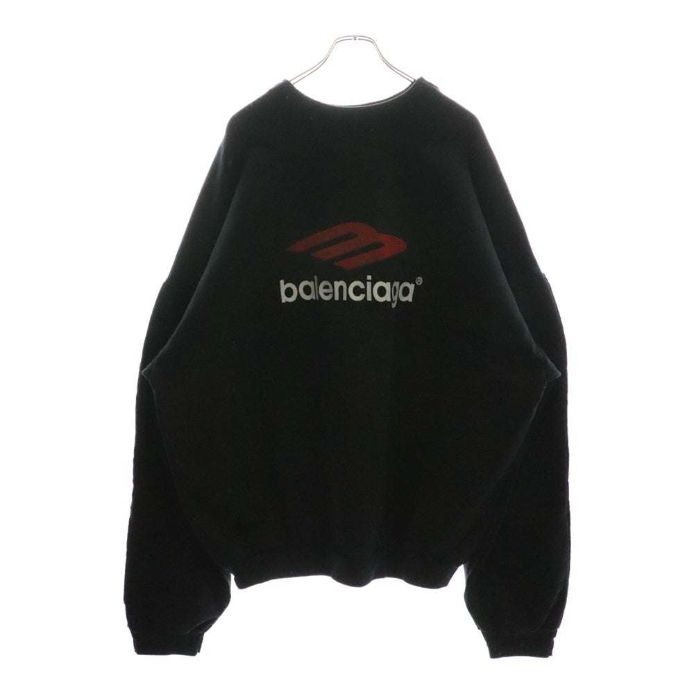 BALENCIAGA(バレンシアガ) 24SS Double Front Crew ダブルフロント ダメージ加工 クルーネックスウェットトレーナー ブラック 791614 TQVQ7