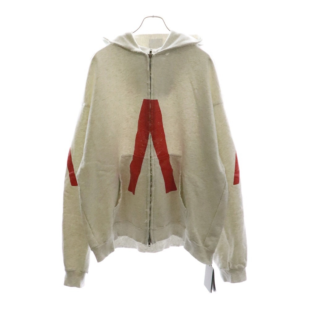 BALENCIAGA(バレンシアガ) 24SS Music Archive Series Connected Zip Up Hoodie アーカイブロゴ ダメージ加工 ジップアップスウェットパーカー フーディー グレー 744457 TQVA6
