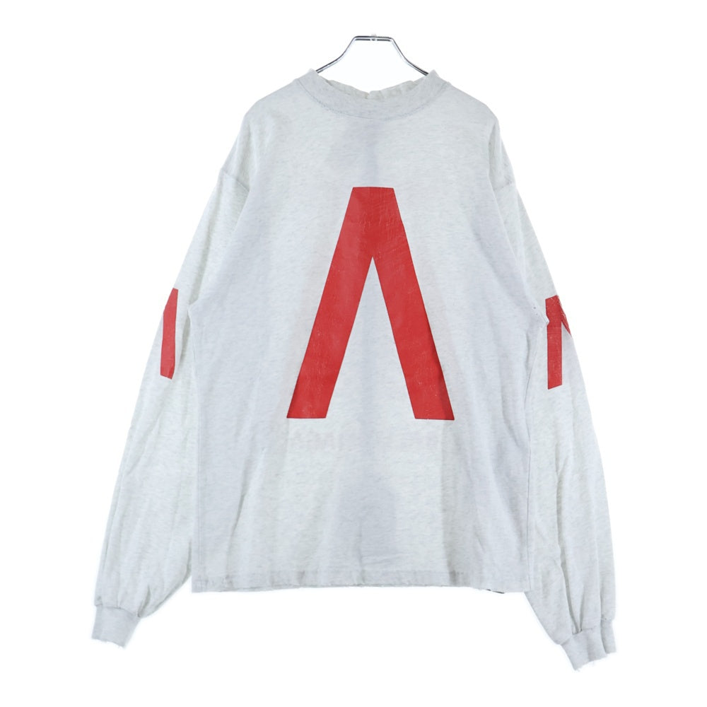 BALENCIAGA(バレンシアガ) 24SS Music Archive Series Connected L/S T-Shirt アーカイブロゴ ダメージ加工 長袖Tシャツ ロンT グレー 781245 TQVA1