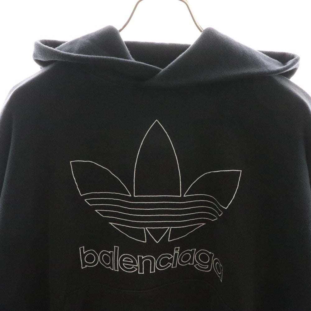 BALENCIAGA(バレンシアガ) 23AW ×adidas Hoodie Large Fit アディダス オーバーサイズ プルオーバースウェットパーカー フーディー ブラック 712396 TNVA9