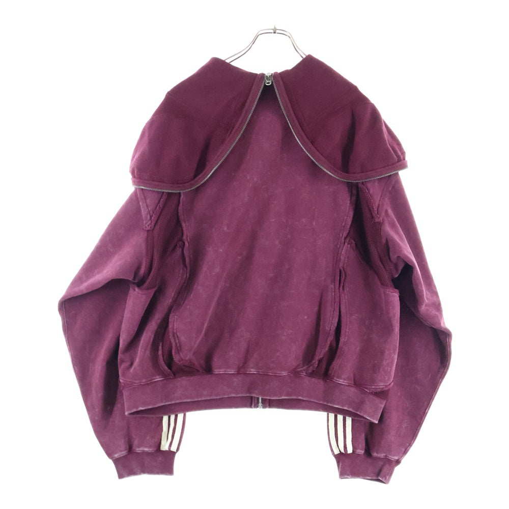 THUG CLUB(サグクラブ) ×adidas TEAMGEIST HOODED ZIP UP MAROON アディダス ロゴプレート フェード加工 ジップアップスウェットパーカー フーディー バーガンディー KC2231
