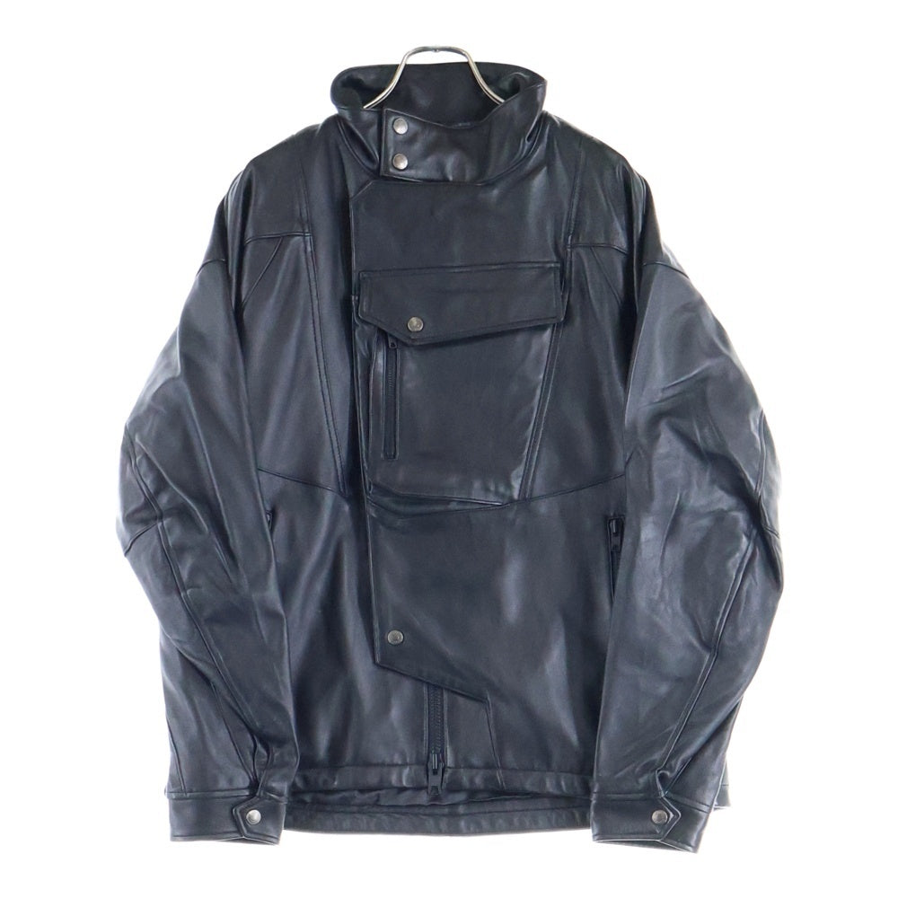 White Mountaineering(ホワイトマウンテニアリング) ×Schott SHEEP LEATHER RIDER'S JACKET ショット シープスキン プルオーバー レザーライダースジャケット ブラック
