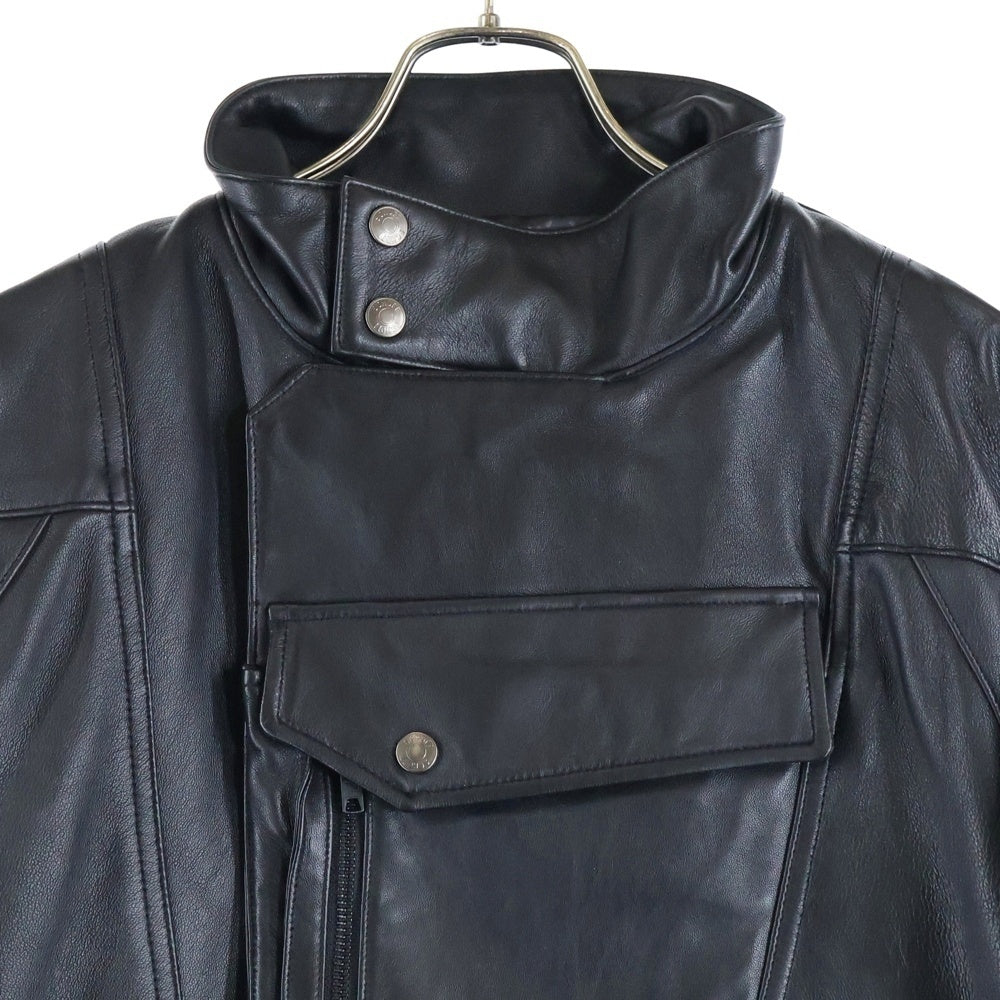 White Mountaineering(ホワイトマウンテニアリング) ×Schott SHEEP LEATHER RIDER'S JACKET ショット シープスキン プルオーバー レザーライダースジャケット ブラック