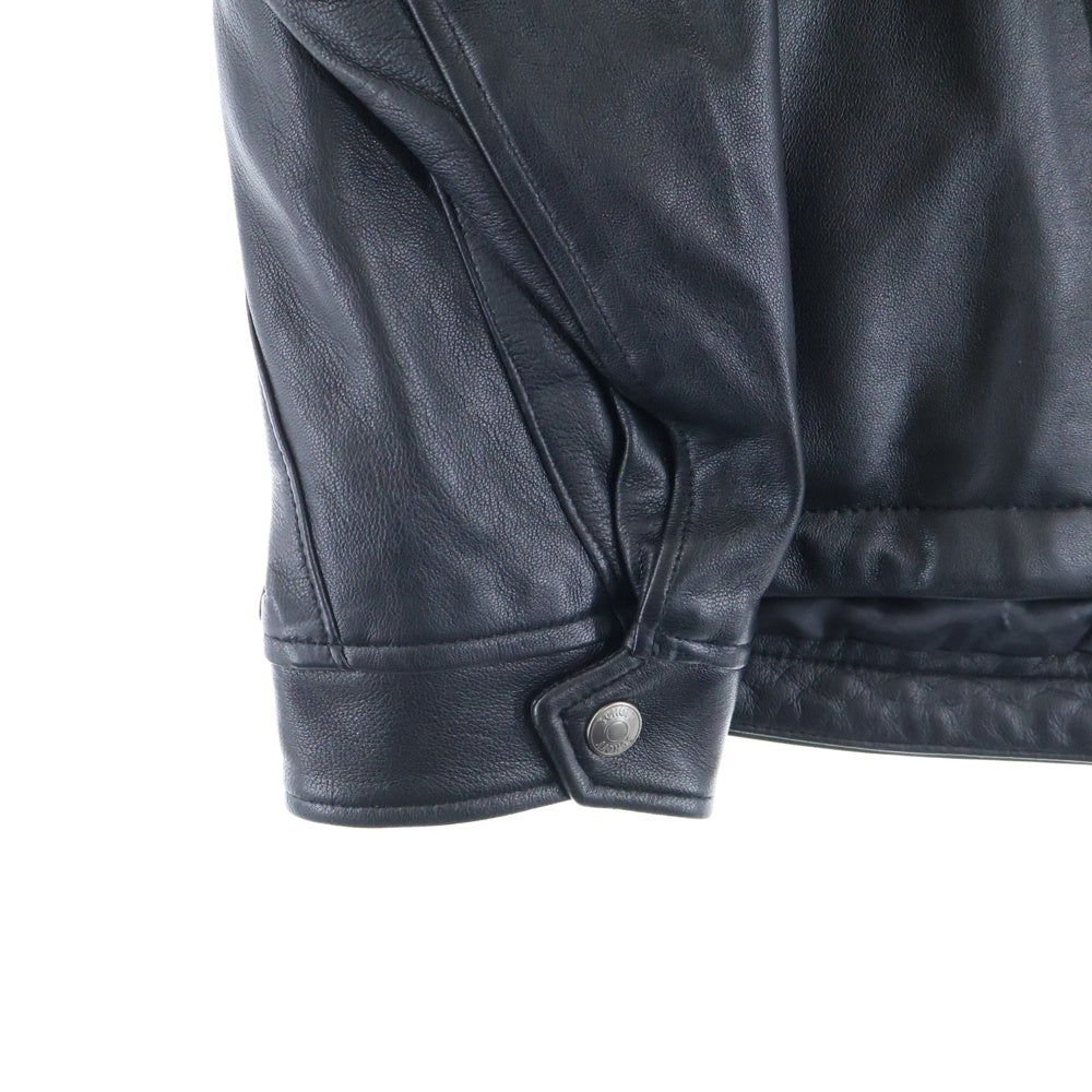 White Mountaineering(ホワイトマウンテニアリング) ×Schott SHEEP LEATHER RIDER'S JACKET ショット シープスキン プルオーバー レザーライダースジャケット ブラック