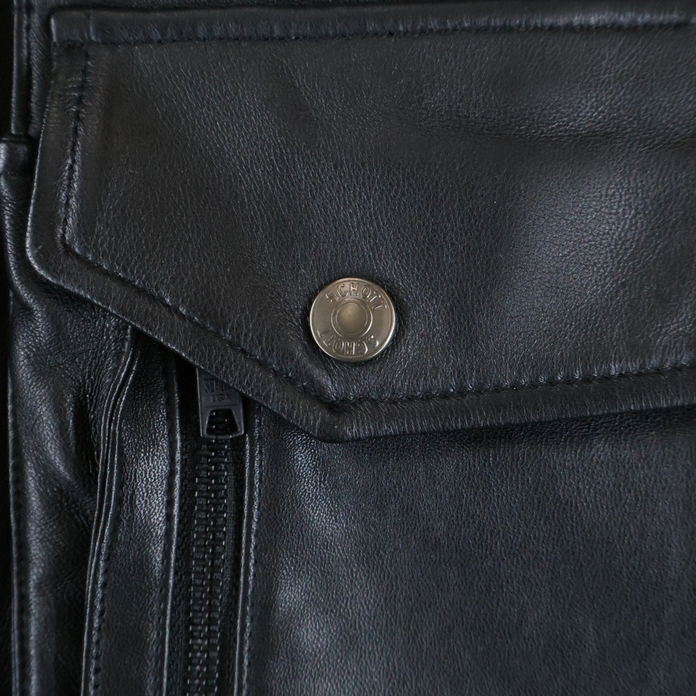 White Mountaineering(ホワイトマウンテニアリング) ×Schott SHEEP LEATHER RIDER'S JACKET ショット シープスキン プルオーバー レザーライダースジャケット ブラック