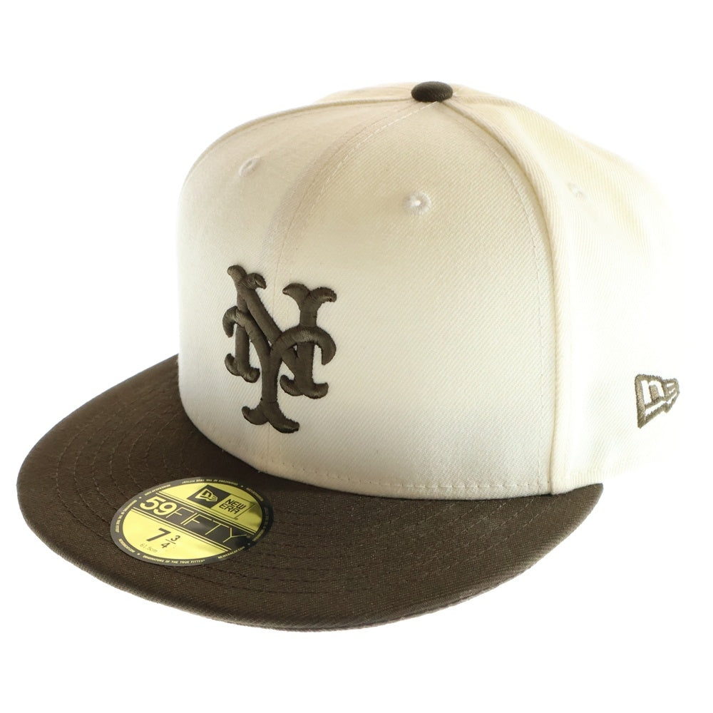NEW ERA(ニューエラ) 59FIFTY MLB Doughnut ドーナツ クーパーズタウン ロゴ刺繍 ベースボールキャップ 帽子 ブラウン/アイボリー