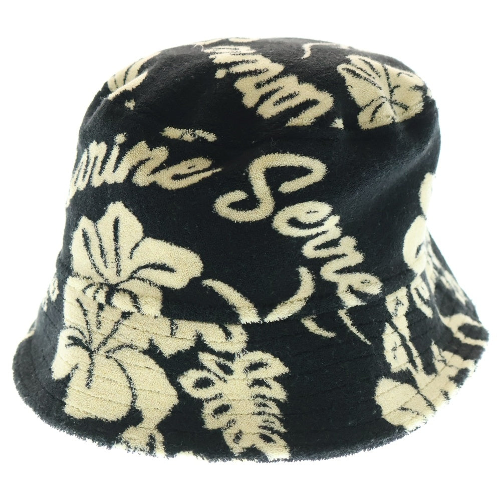 MARINE SERRE(マリーン セル) Jersey Jacquard Towels Bucket Hat 総柄 タオル生地 バケットハット 帽子 ブラック UHG030-BK99-J