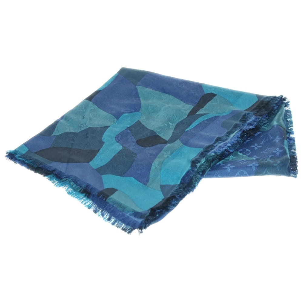 LOUIS VUITTON(ルイヴィトン) モノグラム ストール スカーフ ブルー ウール×シルク M75398