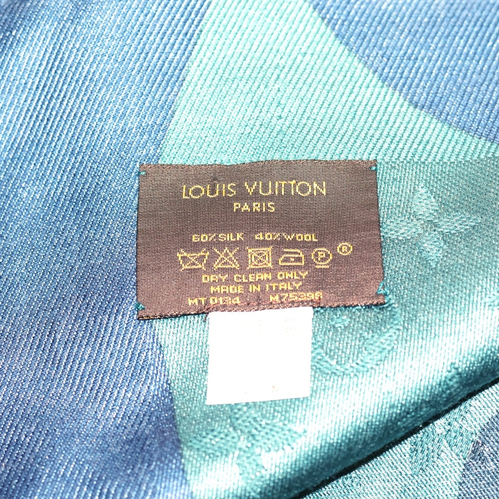 LOUIS VUITTON(ルイヴィトン) モノグラム ストール スカーフ ブルー ウール×シルク M75398