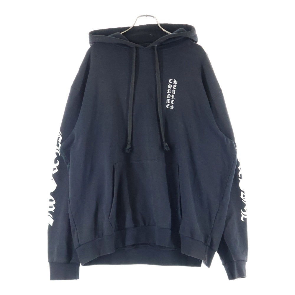 CHROME HEARTS(クロムハーツ) SWTSHRT PLVR 袖ロゴプリントプルオーバーフーディ パーカー ブラック