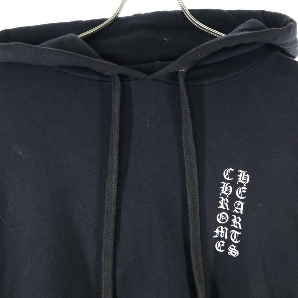 CHROME HEARTS(クロムハーツ) SWTSHRT PLVR 袖ロゴプリントプルオーバーフーディ パーカー ブラック