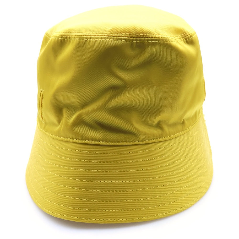 PRADA(プラダ) Re-Nylon トライアングルロゴ ミニポーチ付 ナイロンバケットハット イエロー 2HC282 2DMI