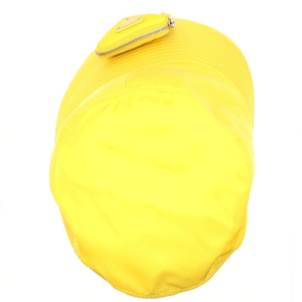 PRADA(プラダ) Re-Nylon トライアングルロゴ ミニポーチ付 ナイロンバケットハット イエロー 2HC282 2DMI