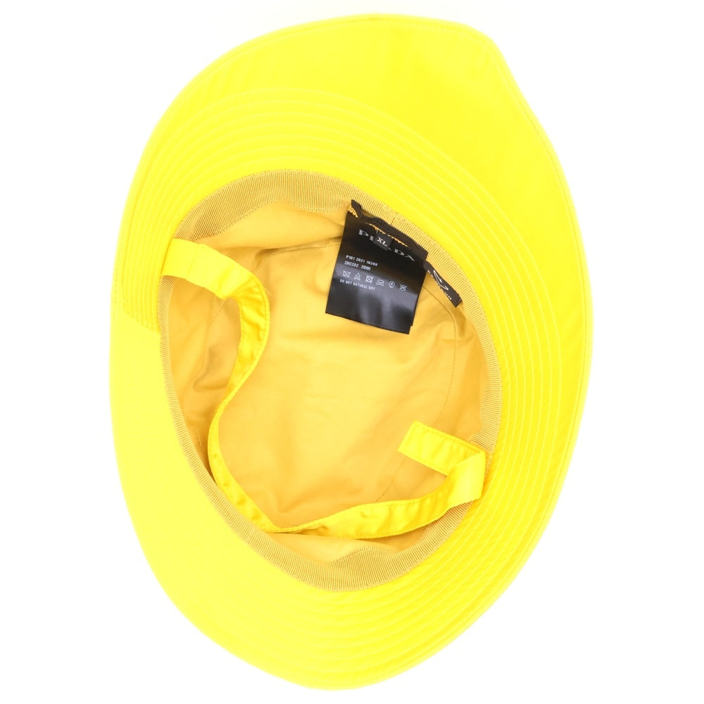 PRADA(プラダ) Re-Nylon トライアングルロゴ ミニポーチ付 ナイロンバケットハット イエロー 2HC282 2DMI