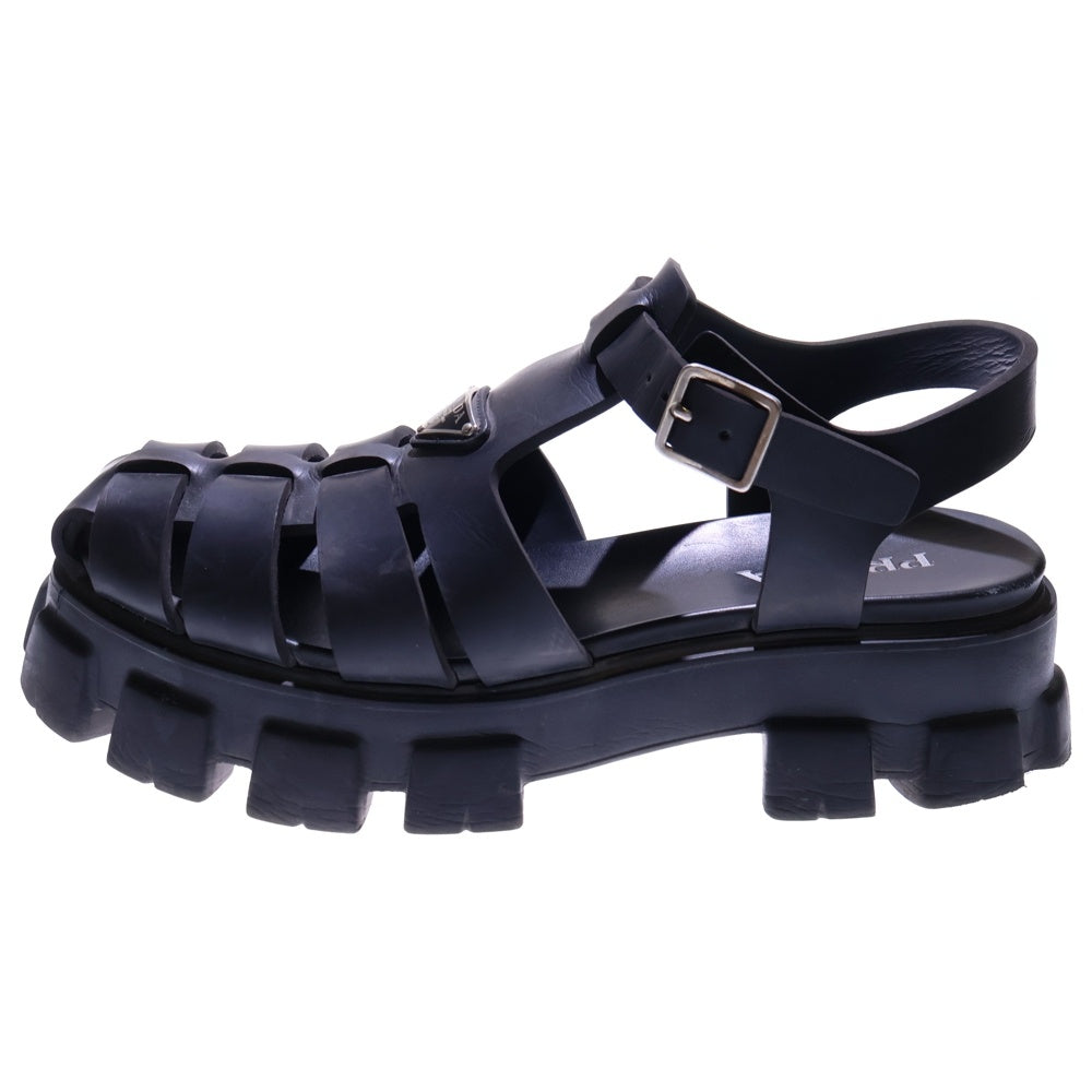 PRADA(プラダ) モノリス ラバーサンダル トライアングルメタルロゴ チャンキーソール ブラック 2X3083