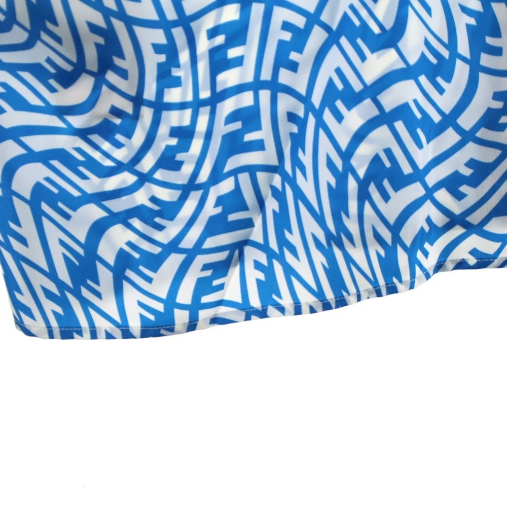 FENDI(フェンディ) Piping Design All Over FF Logo Silk Shirt 総柄ロゴ シルク半袖シャツ ブルー FS0795 AG9D