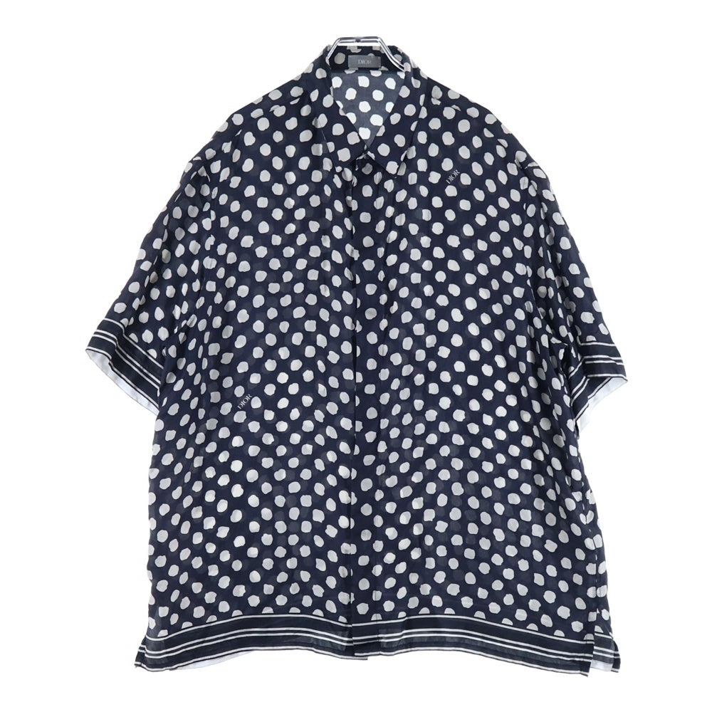 DIOR(ディオール) Short Sleeved Shirt Silk Shirts ポルカドット ロゴ シルク半袖シャツ ブラック 193C545A5991