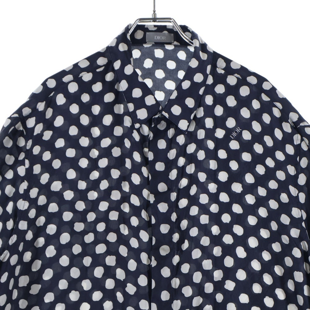 DIOR(ディオール) Short Sleeved Shirt Silk Shirts ポルカドット ロゴ シルク半袖シャツ ブラック 193C545A5991