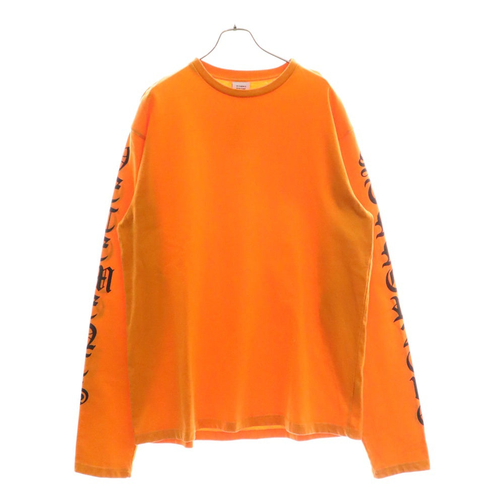 VETEMENTS(ヴェトモン) 16SS Arm Print L/S Tee アームプリント オーバーサイズ 長袖Tシャツ オレンジ SS16TP14