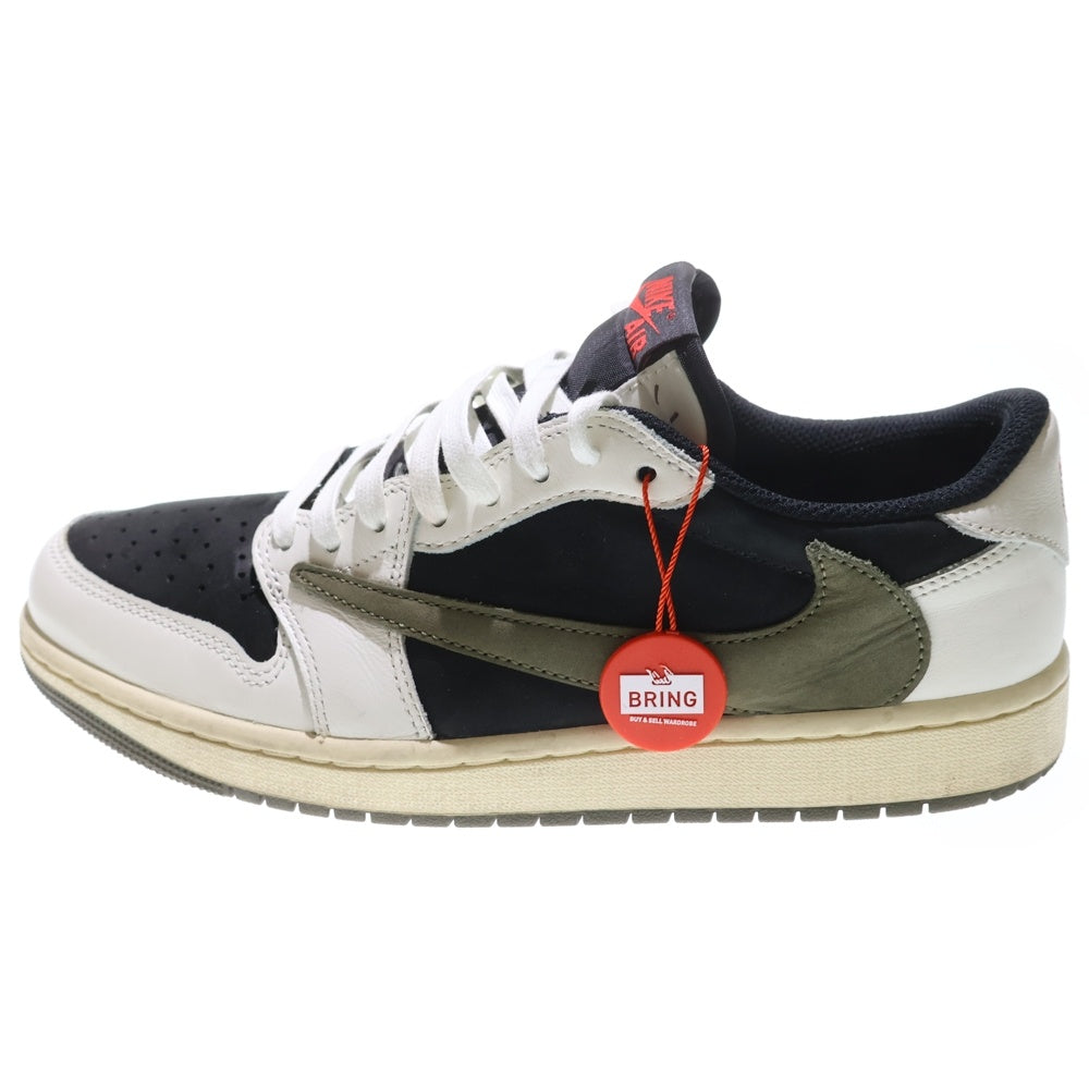 NIKE(ナイキ) ×TRAVIS SCOTT WMNS AIR JORDAN 1 LOW OG Medium Olive ×トラヴィススコット ウィメンズ エアジョーダン1 ローカットスニーカー US10.5/27.5cm DZ4137-106