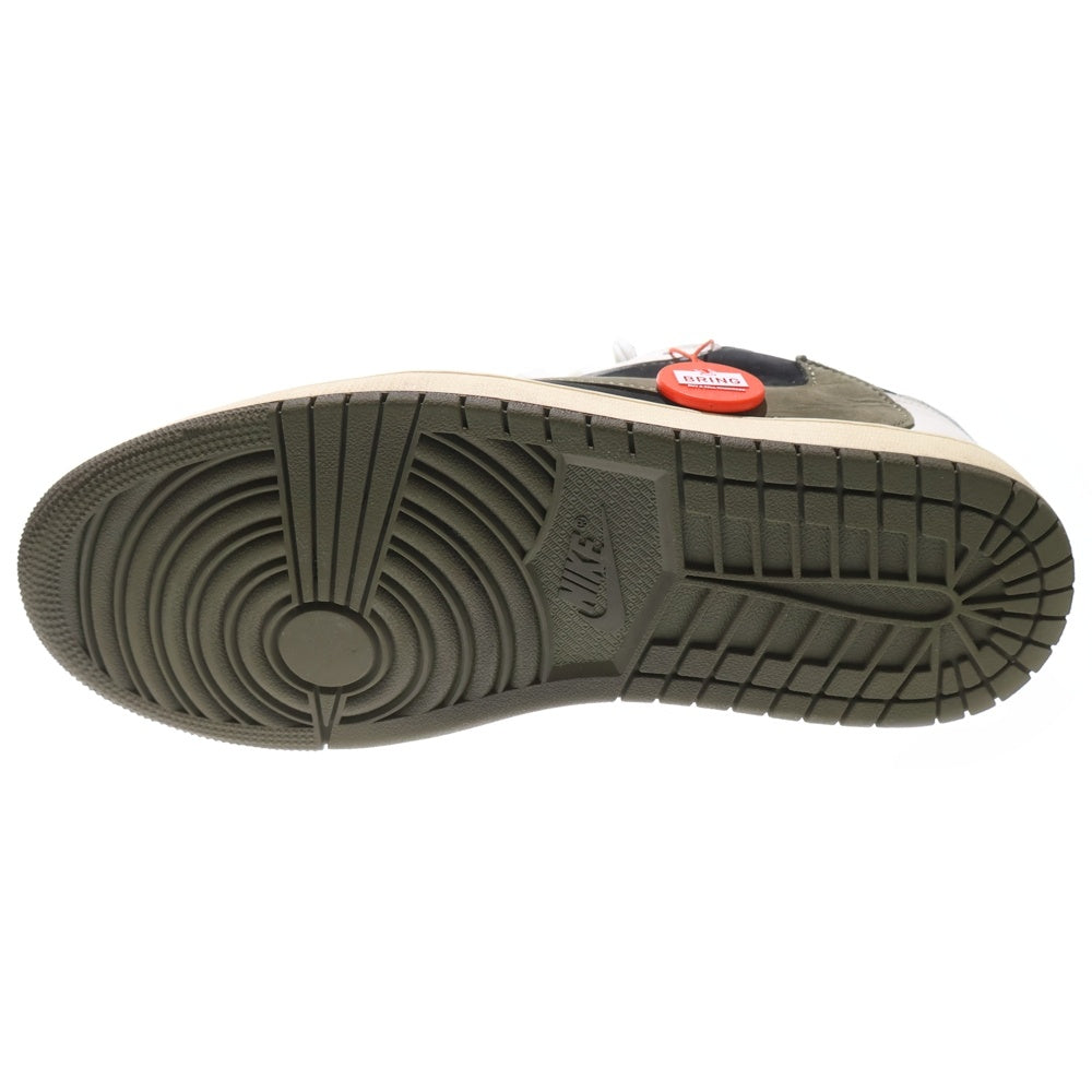 NIKE(ナイキ) ×TRAVIS SCOTT WMNS AIR JORDAN 1 LOW OG Medium Olive ×トラヴィススコット ウィメンズ エアジョーダン1 ローカットスニーカー US10.5/27.5cm DZ4137-106