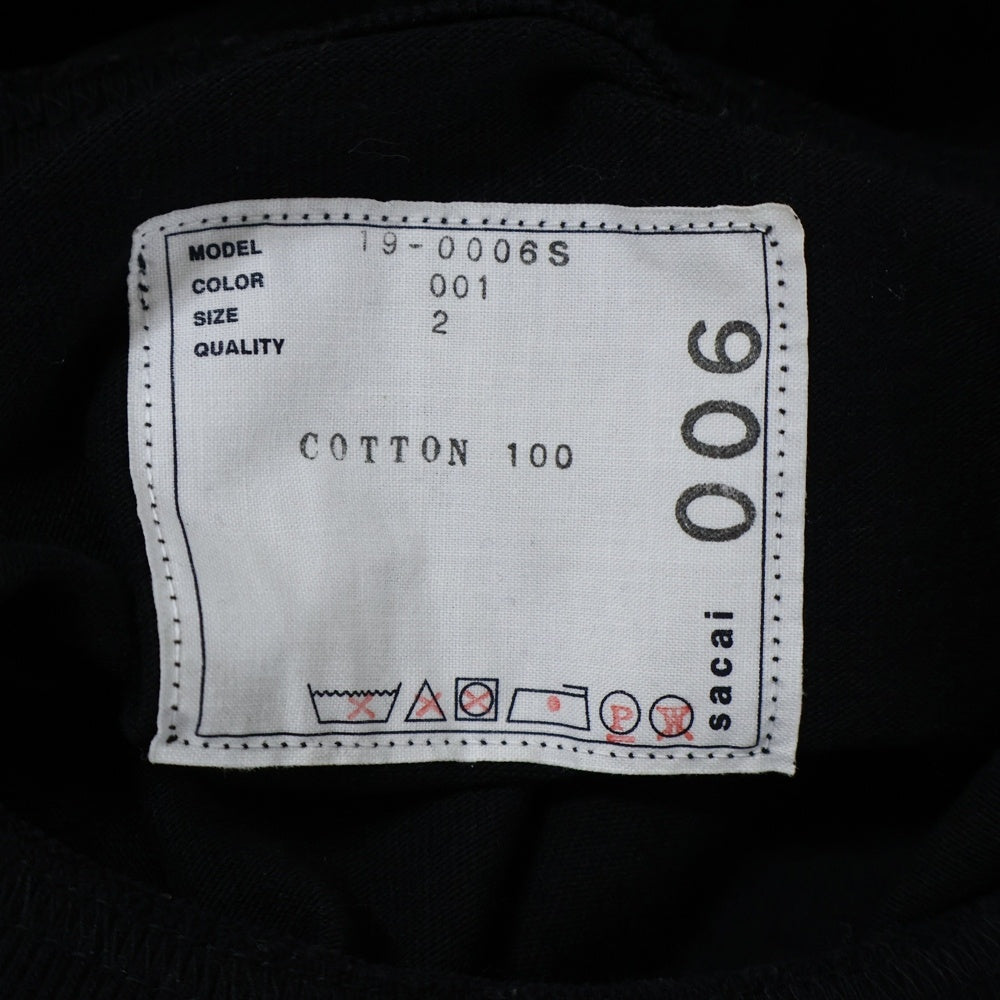 Sacai(サカイ) 19AW BAR ITALIA TEE バーイタリア 半袖Tシャツ ブラック 19-0006S