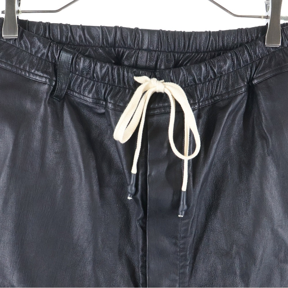 ISAMU KATAYAMA BACKLASH(イサムカタヤマバックラッシュ) Deer Stretch Sarrouel Shorts ディアストレッチサルエルショーツ レザーハーフパンツ ブラック 1810-07