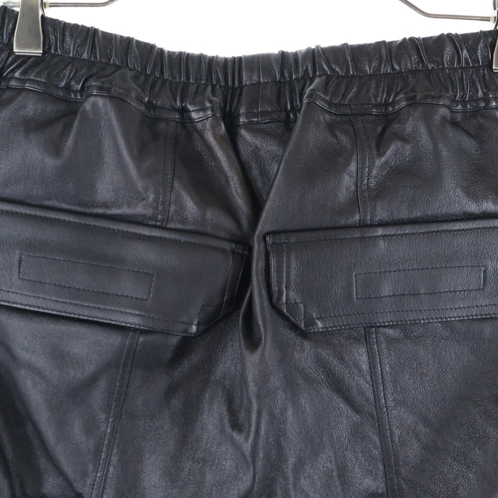 ISAMU KATAYAMA BACKLASH(イサムカタヤマバックラッシュ) Deer Stretch Sarrouel Shorts ディアストレッチサルエルショーツ レザーハーフパンツ ブラック 1810-07