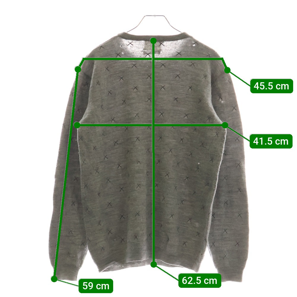 Original Fake(オリジナルフェイク) KAWS Sweater 刺繍クルーネックニットセーター グレー