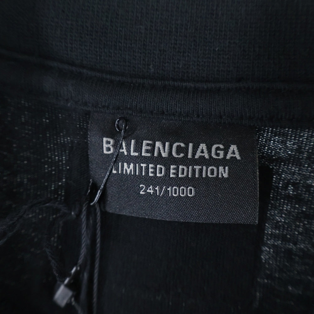 BALENCIAGA(バレンシアガ) 24SS Music Archive Series Connected T-Shirt アーカイブロゴ ダメージ加工 半袖Tシャツ ブラック 744457 TQVA6