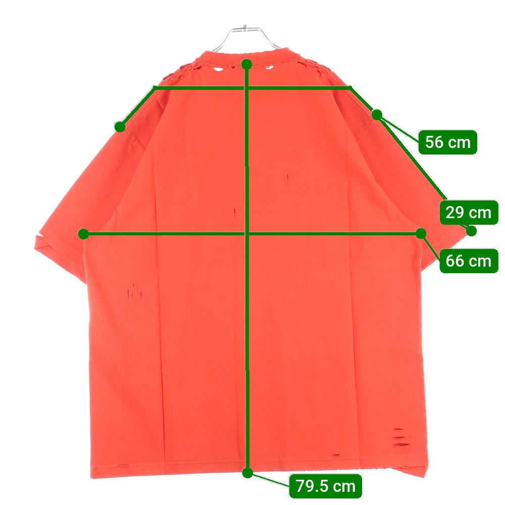 BALENCIAGA(バレンシアガ) Hello My Name Is Demna T-Shirt ダメージ加工 半袖Tシャツ レッド 651795 TJVN3