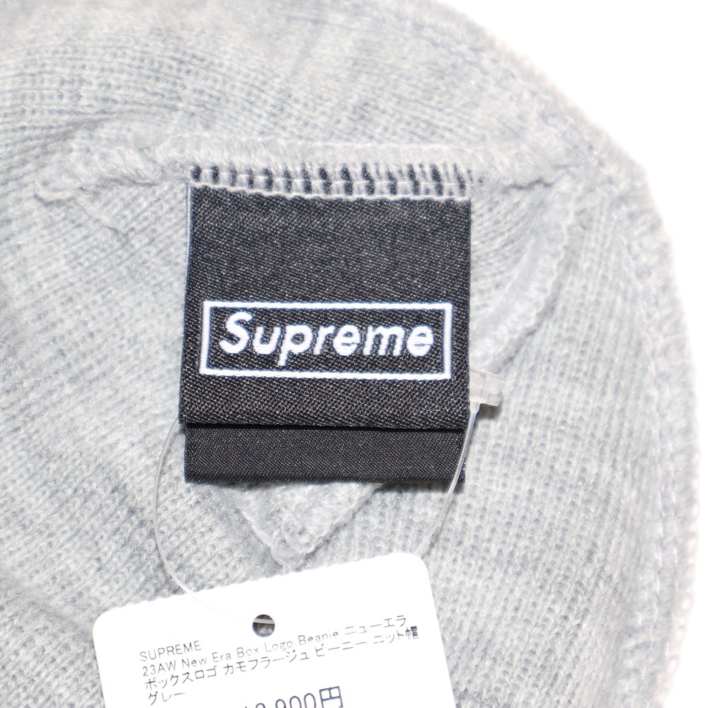 SUPREME(シュプリーム) 23AW New Era Box Logo Beanie ニューエラ ボックスロゴ カモフラージュ ビーニー ニット帽 グレー