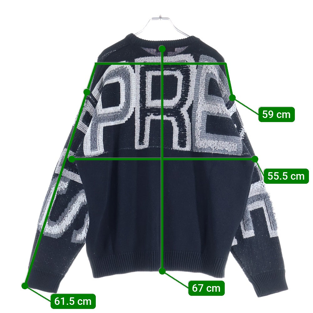 SUPREME(シュプリーム) 21AW Chenille Logo Sweater シェニール ロゴ クルーネック ニット セーター ブラック