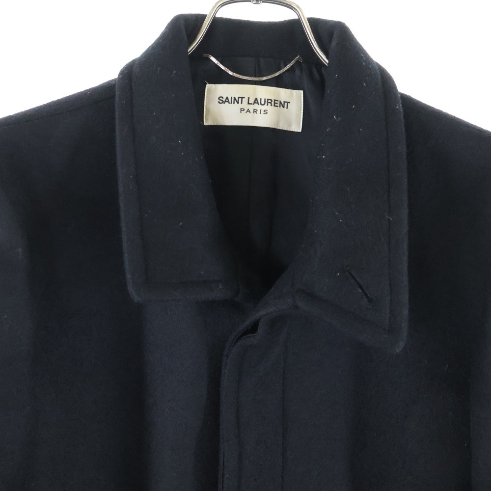 SAINT LAURENT PARIS(サンローランパリ) 17AW スタンドカラーウールメルトンロングコート ブラック 485307 Y046R